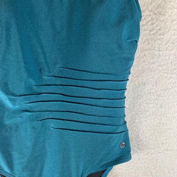 Calvin Klein Women's Nylon Blend Tuck‎ Front One-Piece Blue Swimsuit Size 6 NWT - Picture 2 of 8